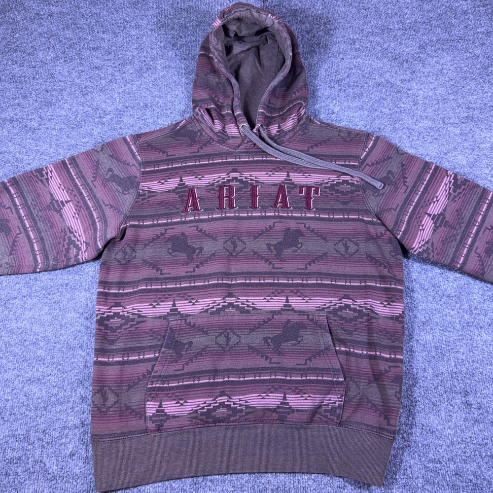 Ariat R.E.A.L. Hoodie Womens Purple Southwestern Horse Print Azteca Medium